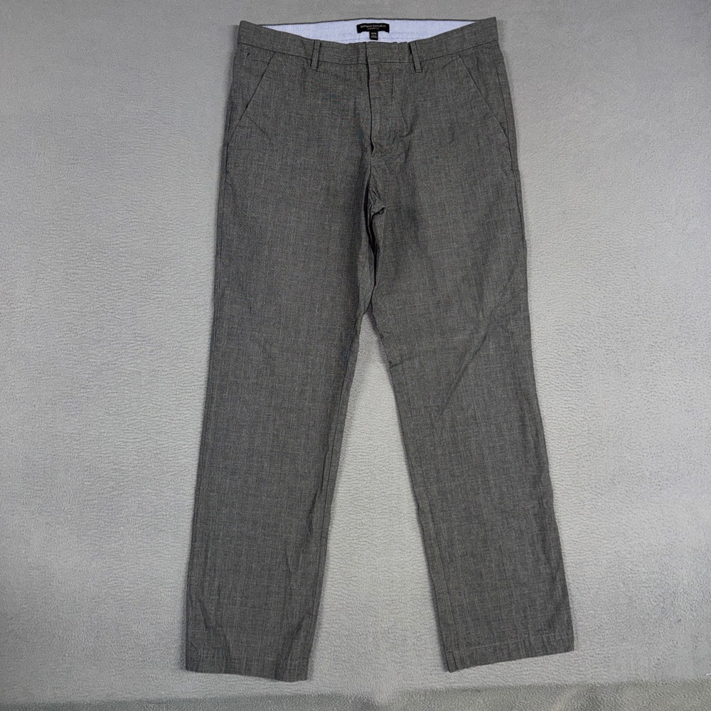 Banana Republic Pants Mens 33x32 Grey Glen Plaid Straight Fit Cotton Chino